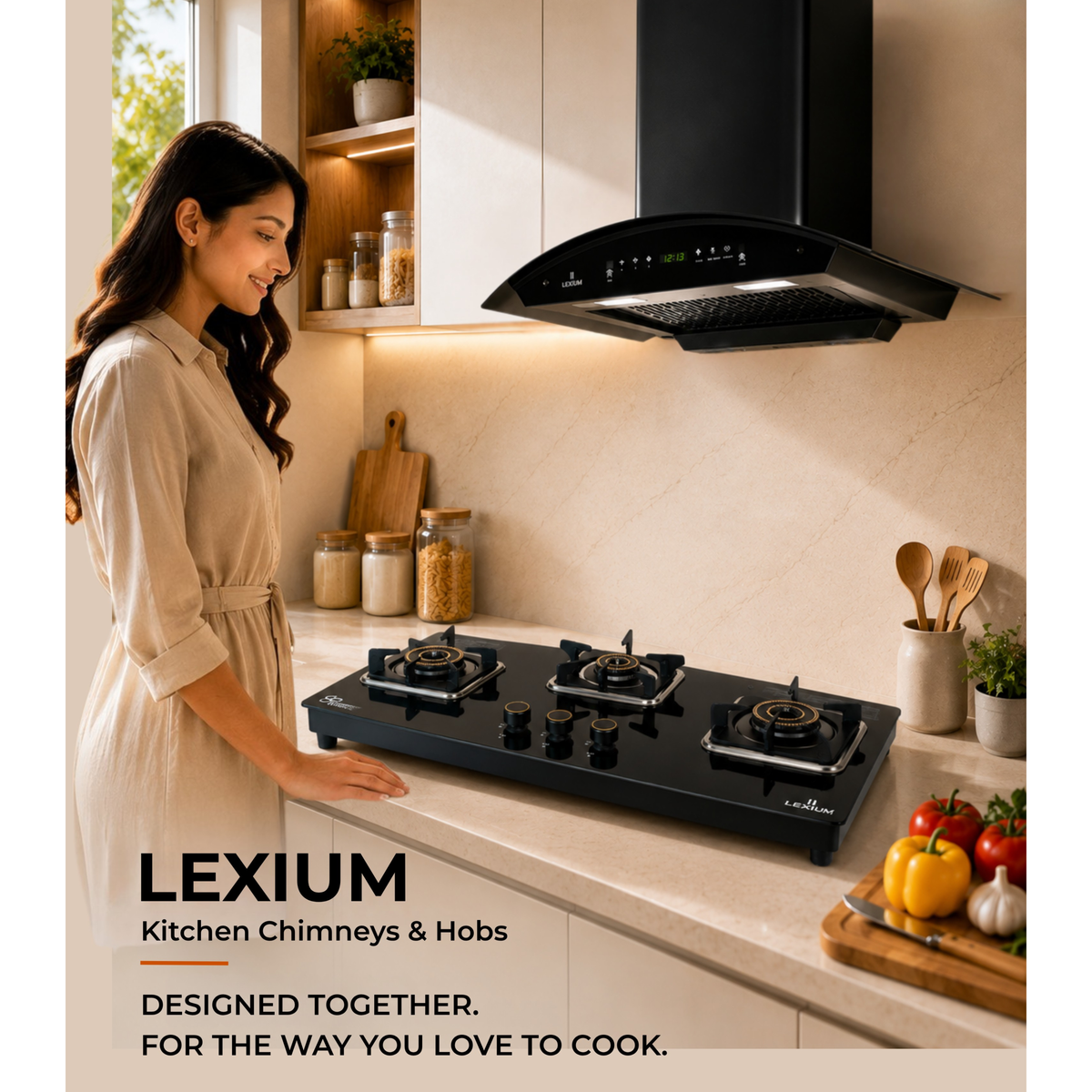 Lexium Futura 3B AI Hob with Brass Burners & Built-In Flame Guard