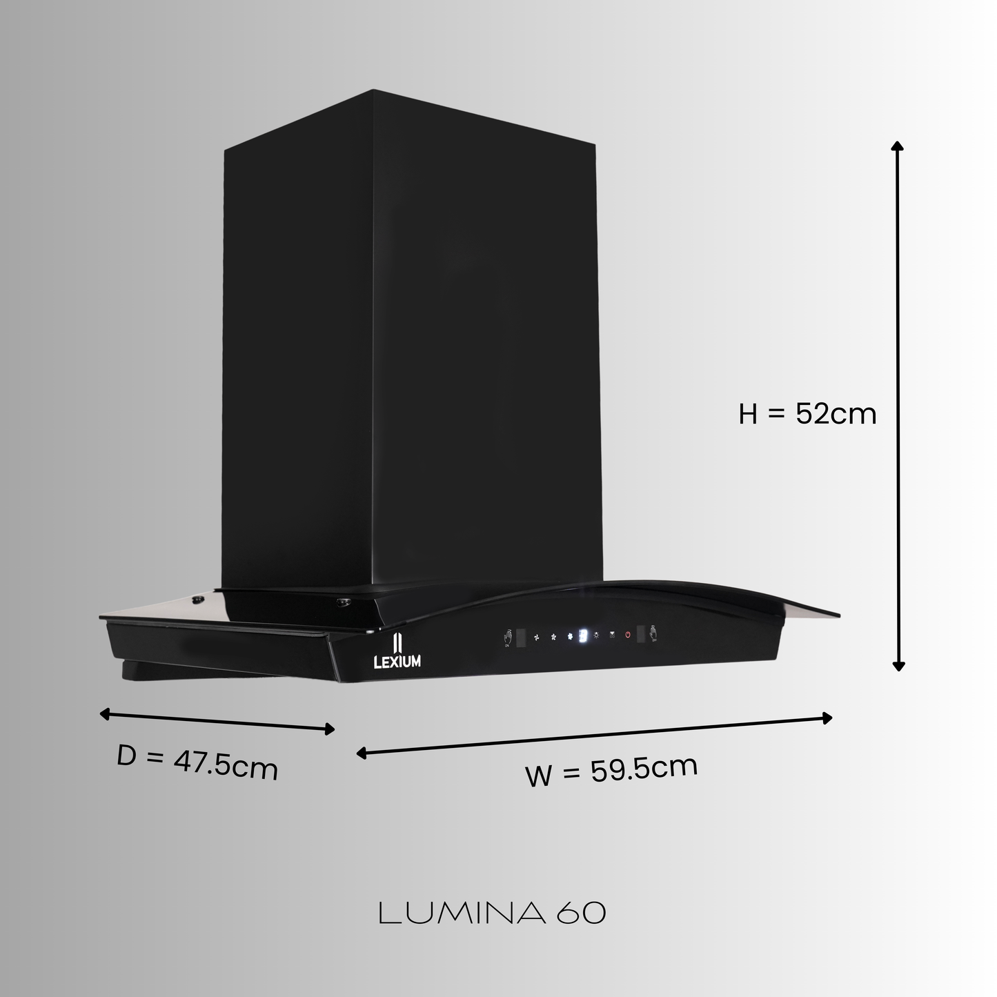 Lexium Lumina Range Hood 60/75/90 Auto Clean Chimney