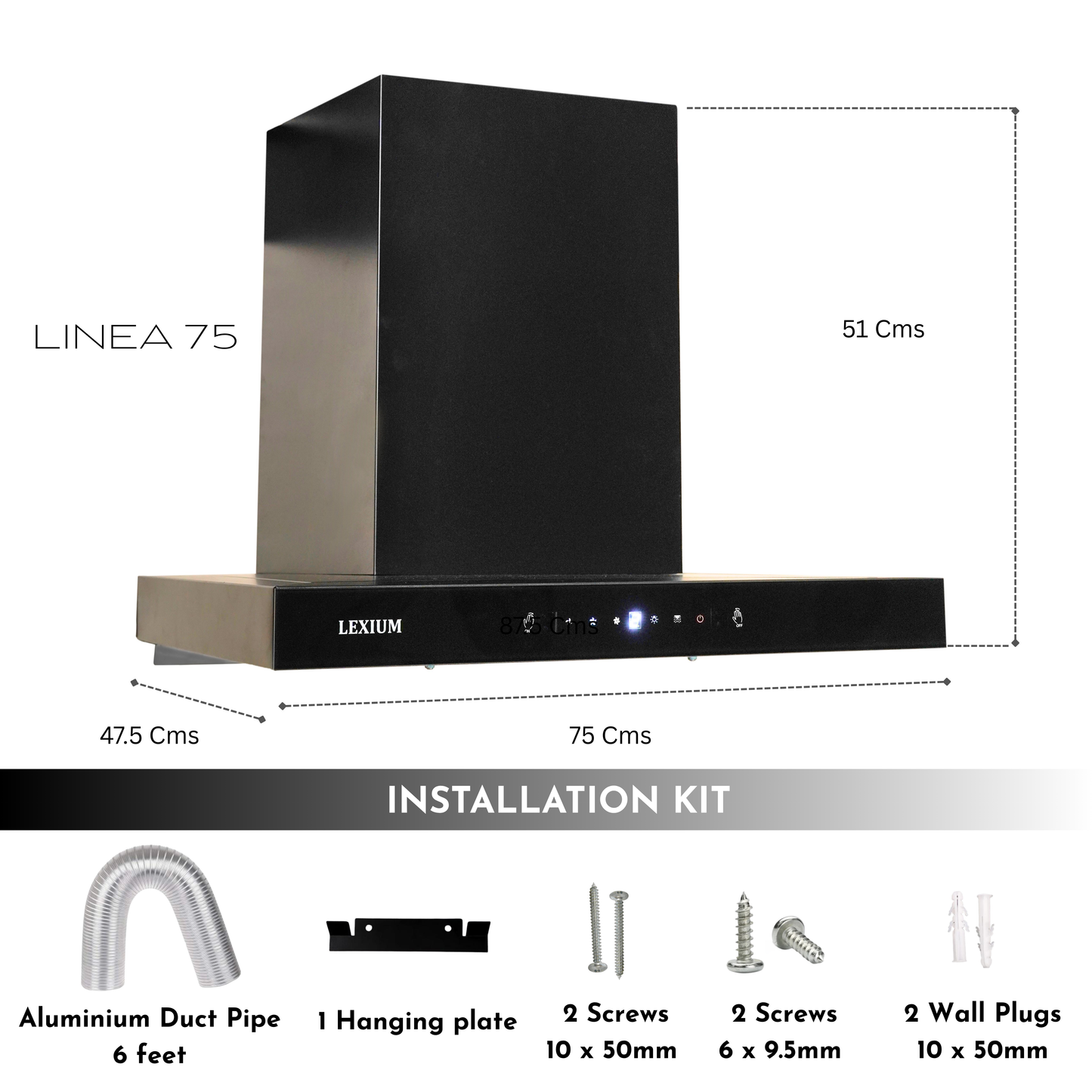 Lexium Linea Range Hood 60/75/90 Auto Clean Chimney