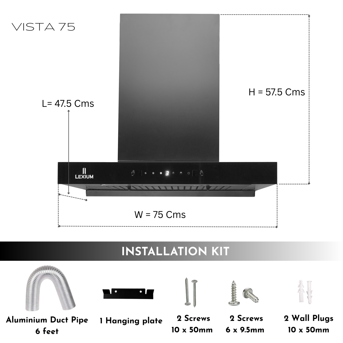 Lexium Vista Range Hood 60/75/90 Auto Clean Chimney