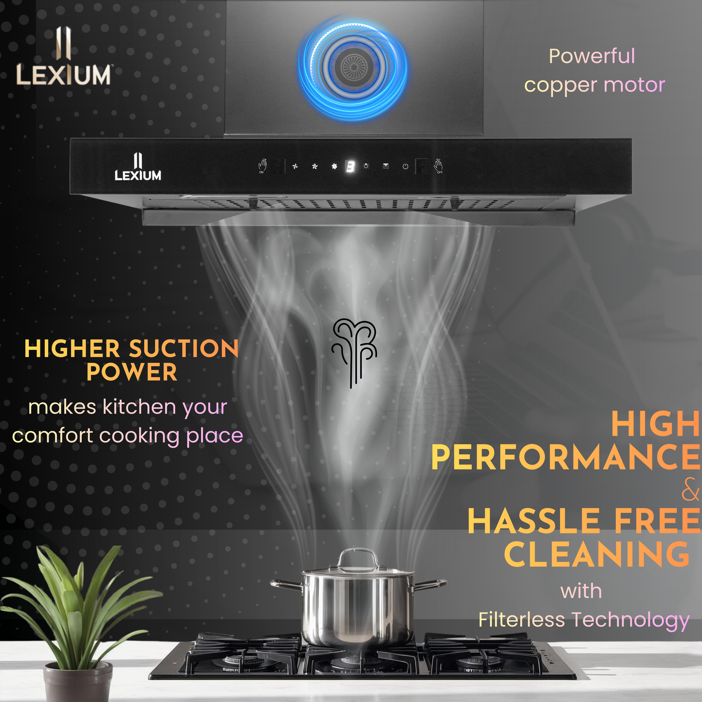 Lexium Vista Range Hood 60/75/90 Auto Clean Chimney