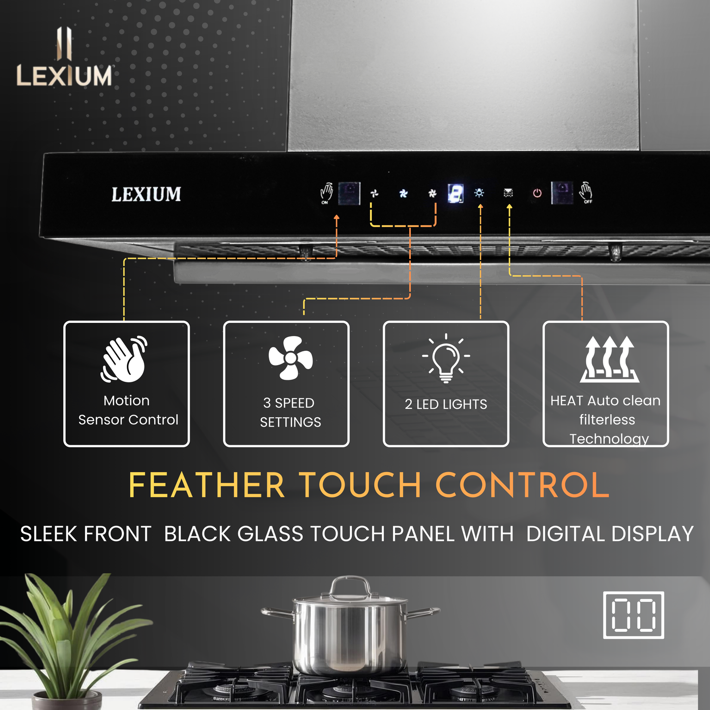 Lexium Linea Range Hood 60/75/90 Auto Clean Chimney