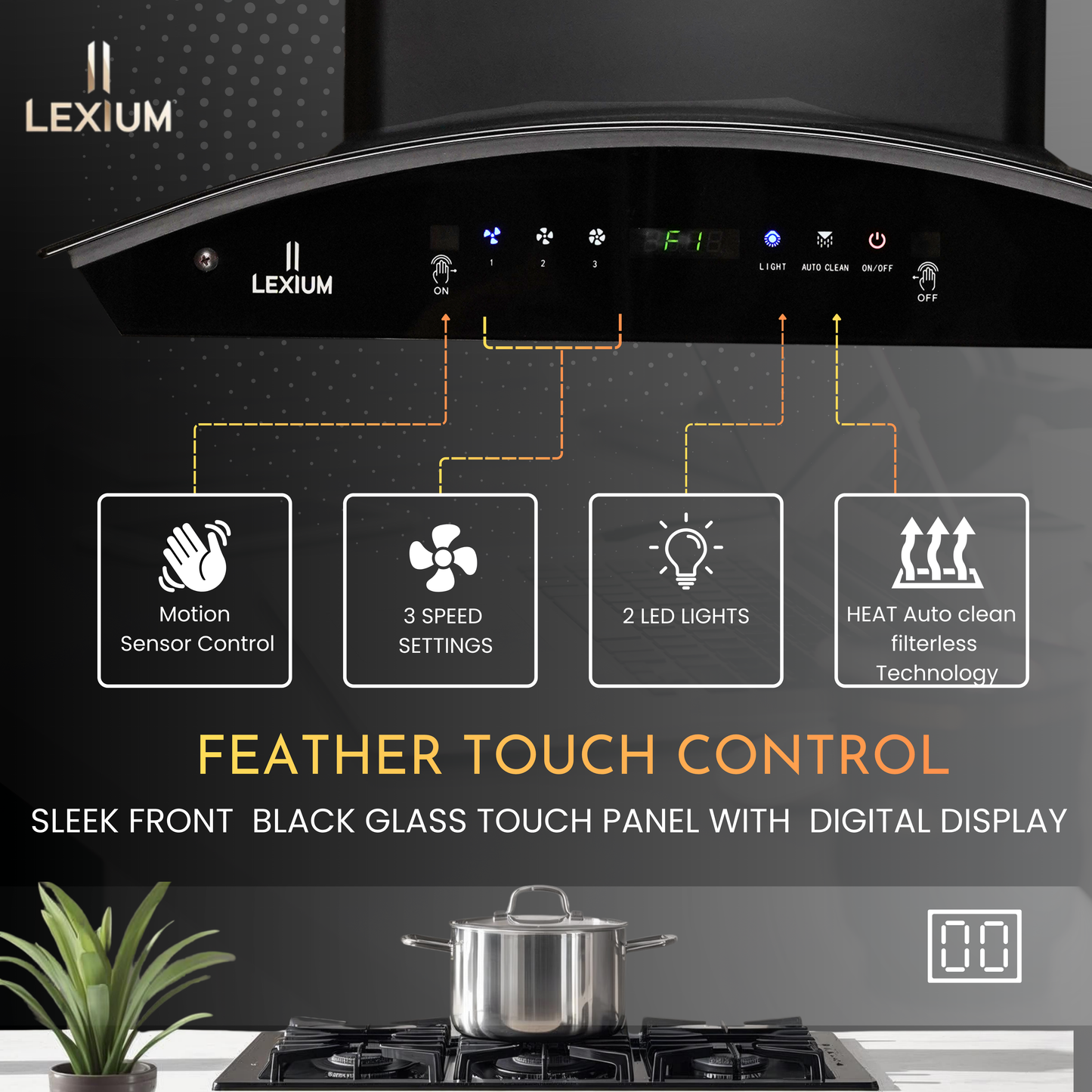 Lexium Titan Range Hood 60cm Auto Clean Chimney