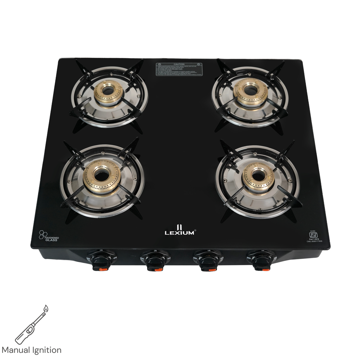 Pebble 4B Gas Stove with Heavy Brass Burners & Toughened Glass (in Manual & Automatic Variants)