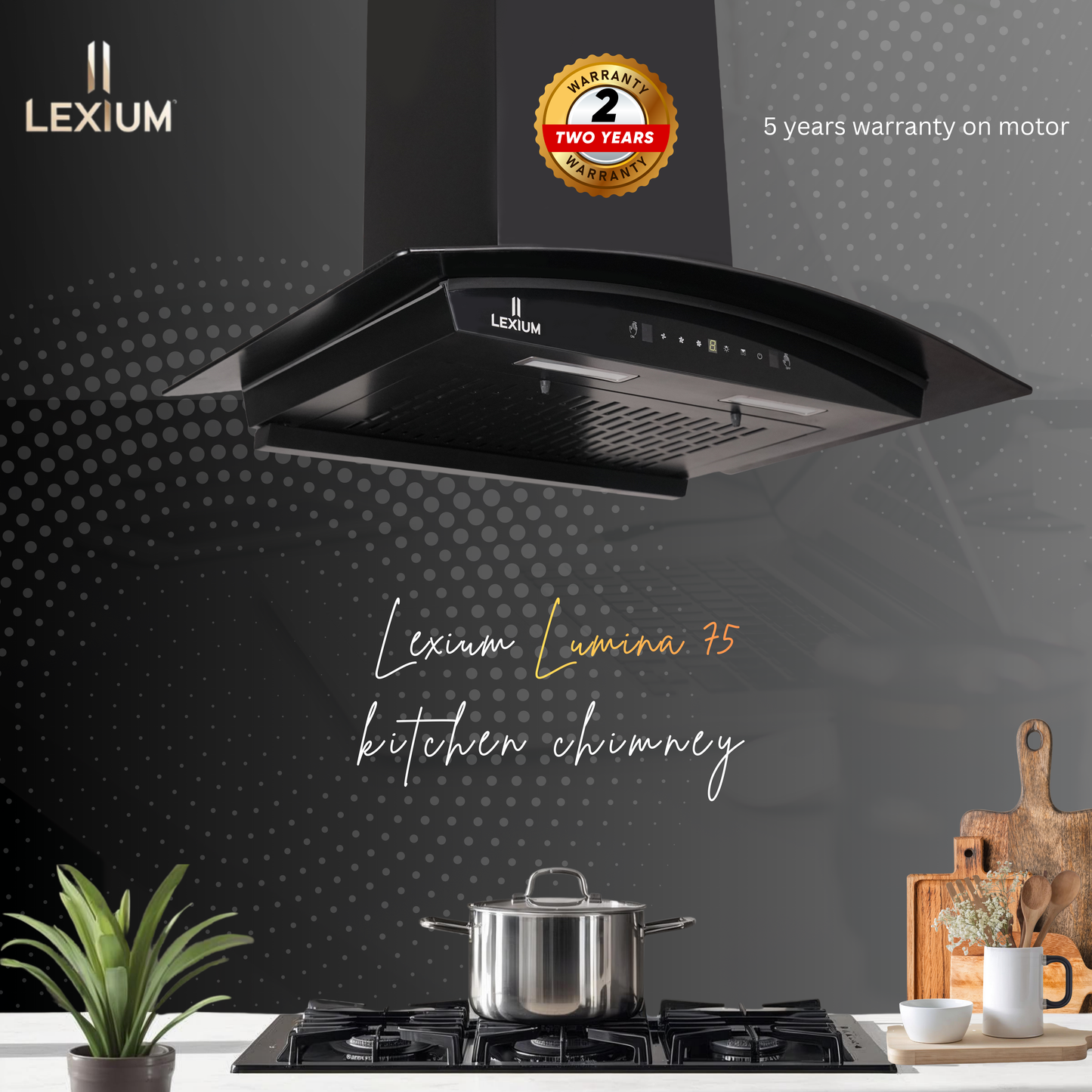 Lexium Lumina Range Hood 60/75/90 Auto Clean Chimney