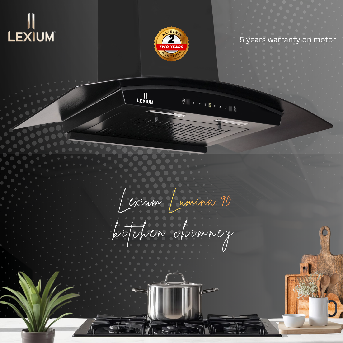 Lexium Lumina Range Hood 60/75/90 Auto Clean Chimney