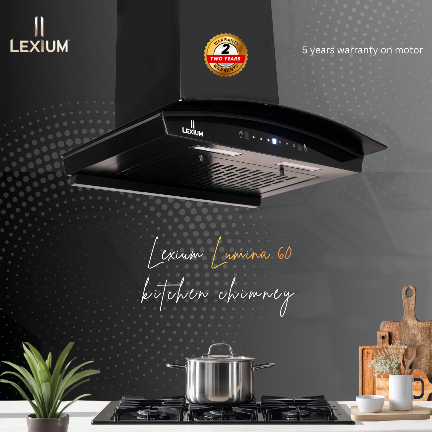 Lexium Lumina Range Hood 60/75/90 Auto Clean Chimney