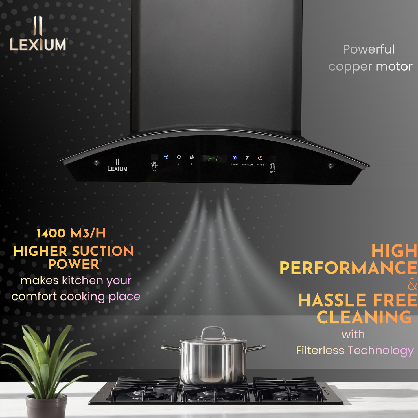 Lexium Titan Range Hood 60cm Auto Clean Chimney