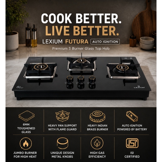 Lexium Futura 3B AI Hob with Brass Burners & Built-In Flame Guard