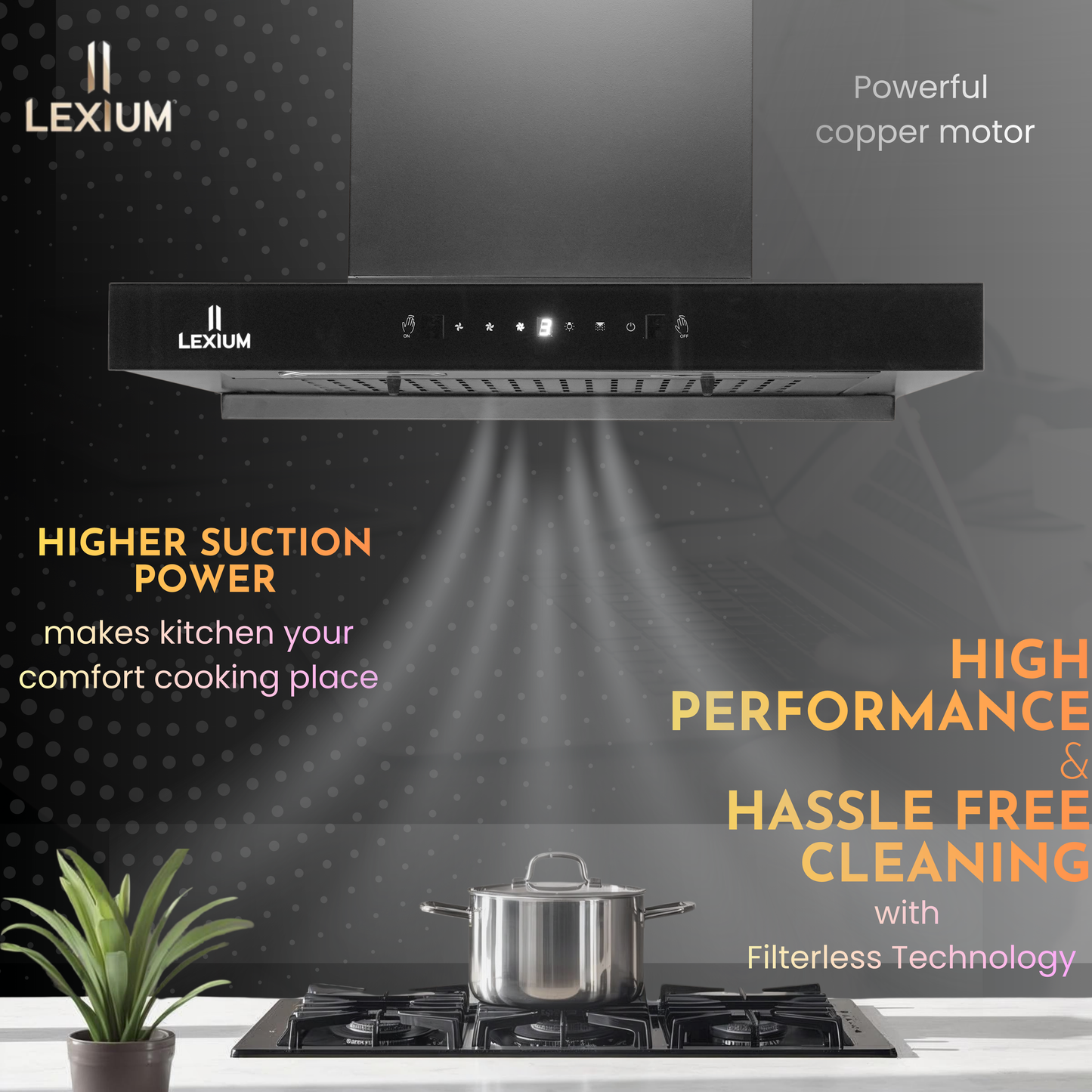 Lexium Vista Range Hood 60/75/90 Auto Clean Chimney