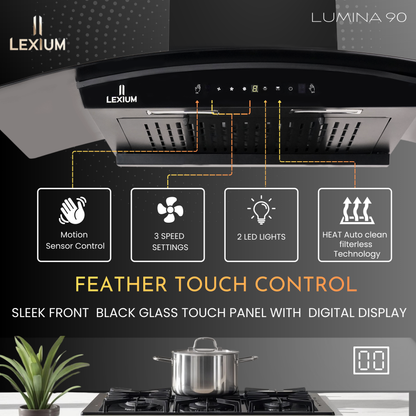 Lexium Lumina Range Hood 90cm Auto Clean Chimney