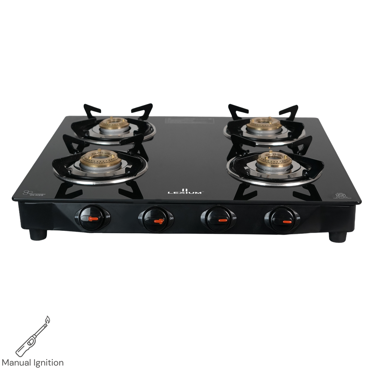 Pebble 4B Gas Stove with Heavy Brass Burners & Toughened Glass (in Manual & Automatic Variants)
