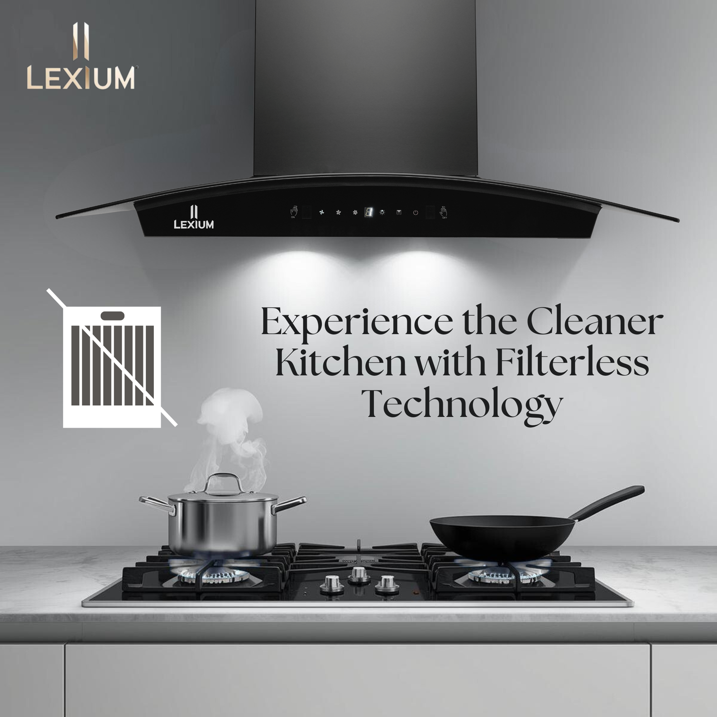 Lexium S Range Hood 60/75/90 Auto Clean Chimney