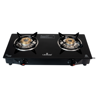 Pebble 2B Gas Stove with Heavy Brass Burners & Toughened Glass Manual Ignition