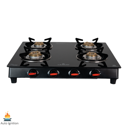 Pebble 4B Gas Stove with Heavy Brass Burners & Toughened Glass (in Manual & Automatic Variants)