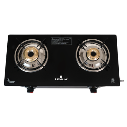 Pebble 2B Gas Stove with Heavy Brass Burners & Toughened Glass Manual Ignition