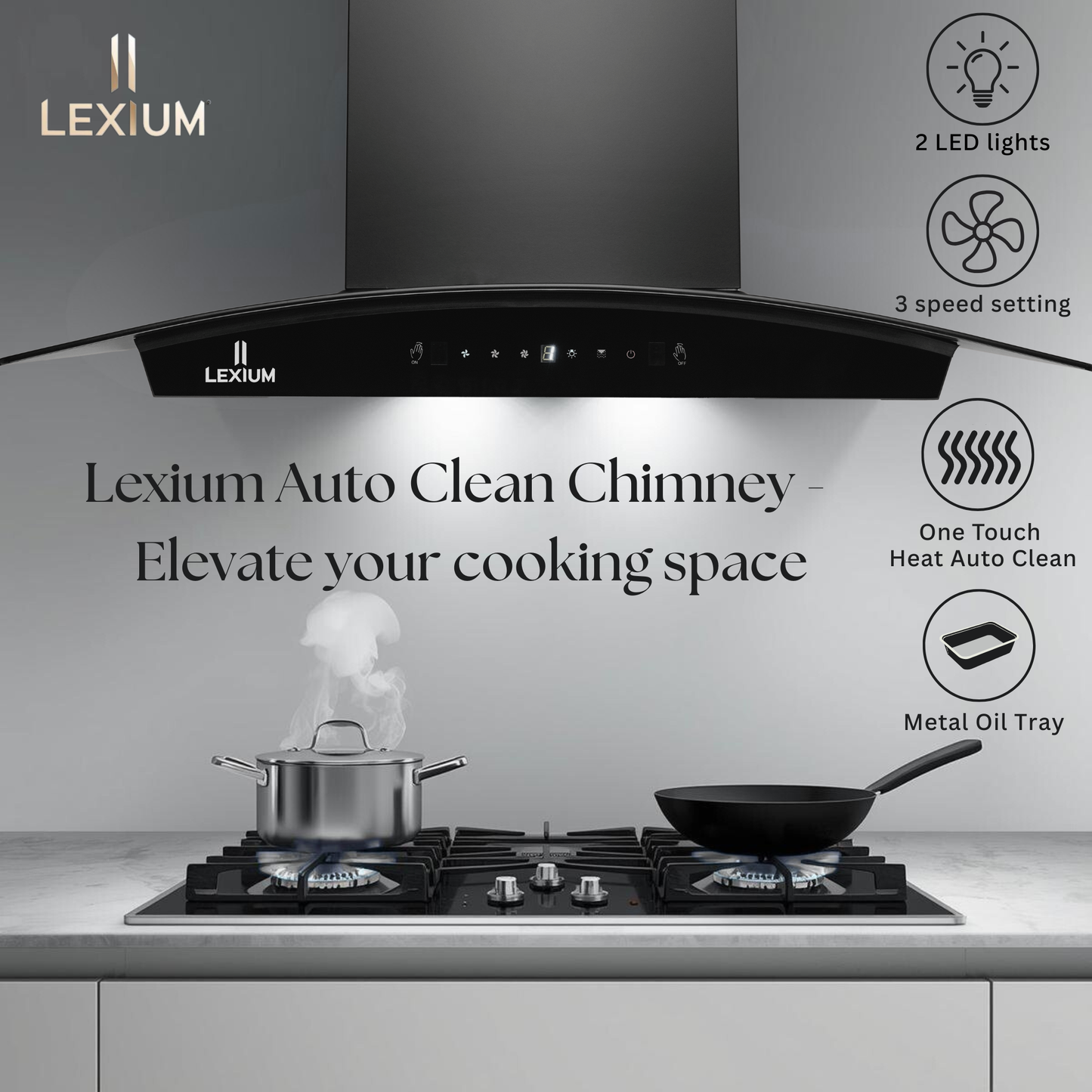 Lexium S Range Hood 60/75/90 Auto Clean Chimney