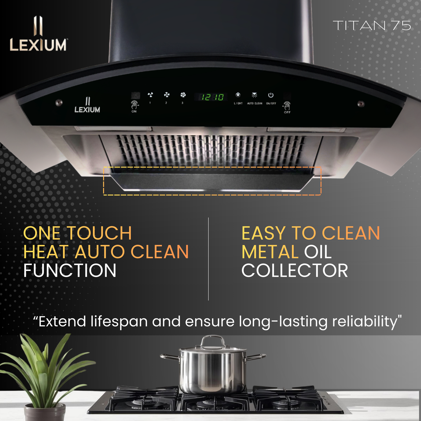 Lexium Titan Range Hood 60/75/90 Auto Clean Chimney