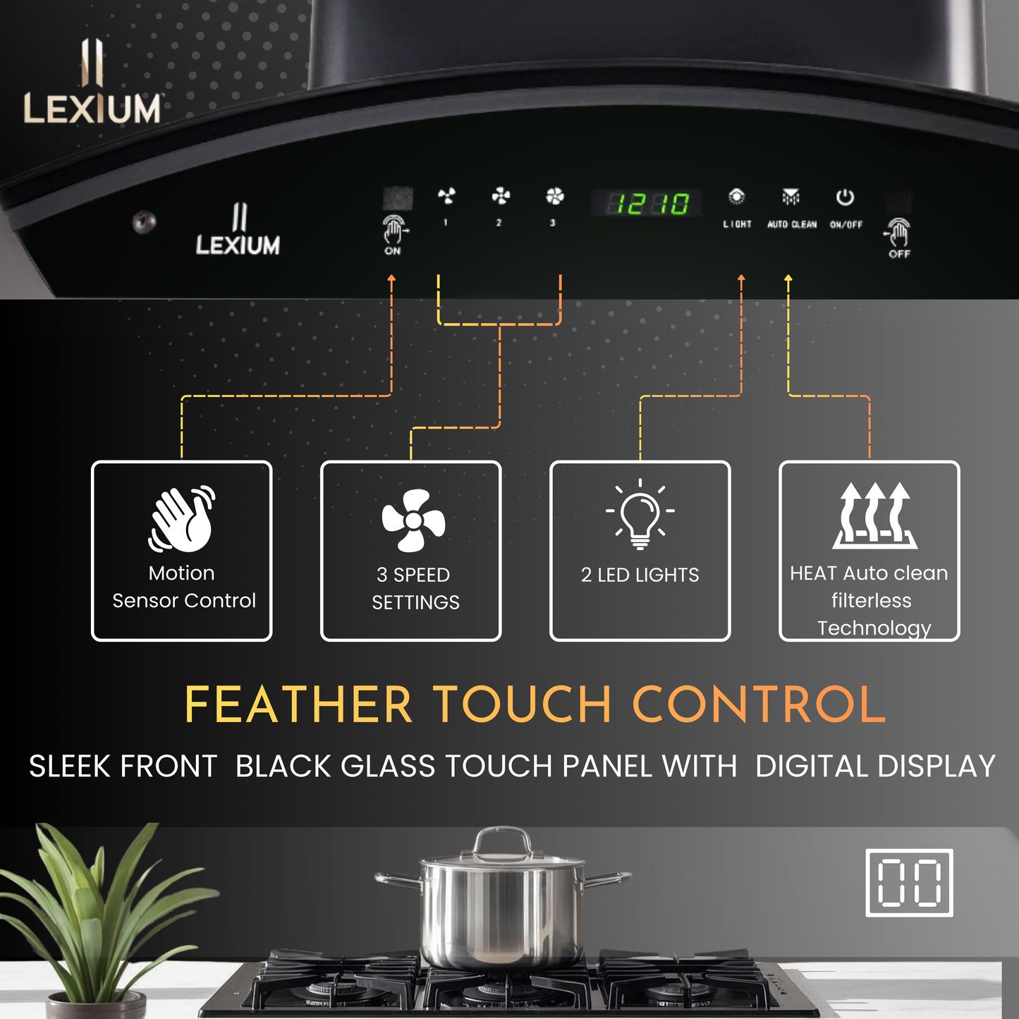 Lexium Titan Range Hood 75cm Auto Clean Chimney