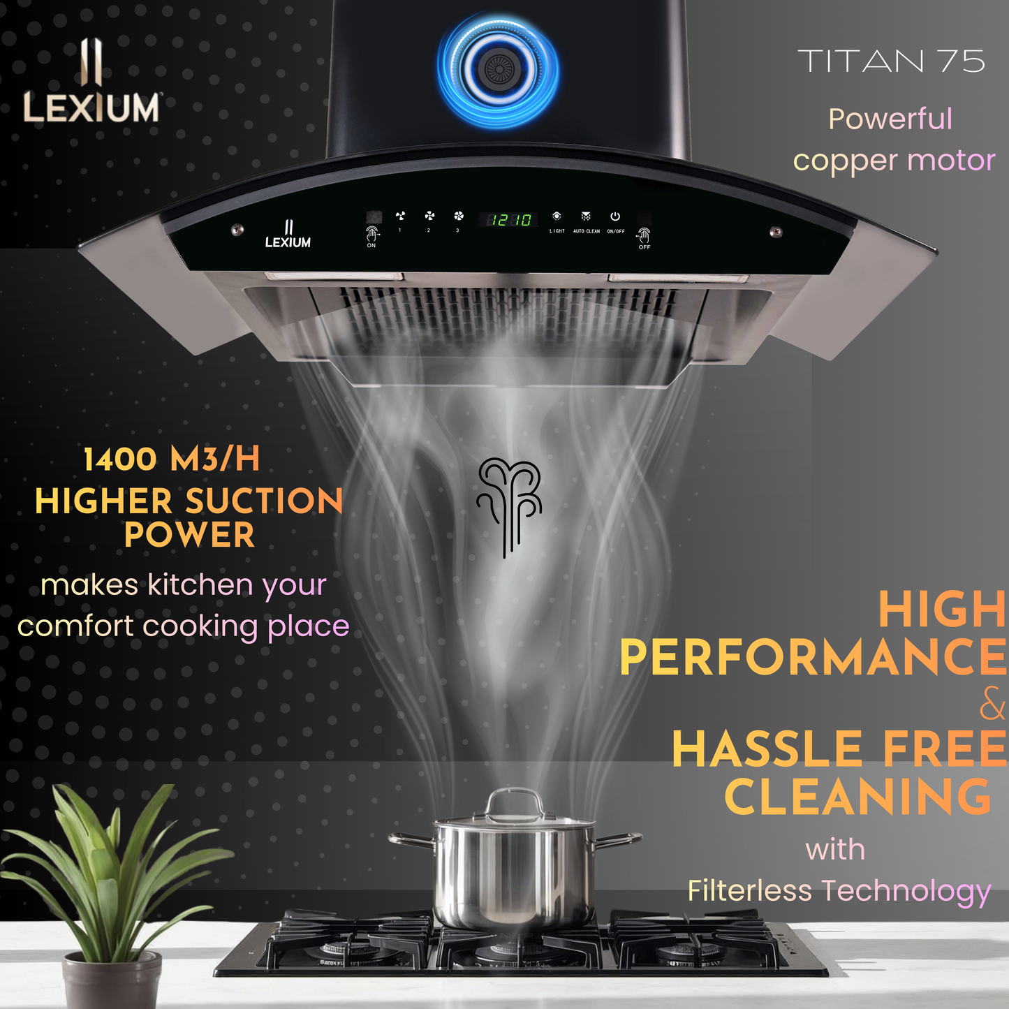 Lexium Titan Range Hood 60/75/90 Auto Clean Chimney