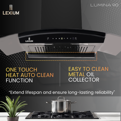 Lexium Lumina Range Hood 90cm Auto Clean Chimney