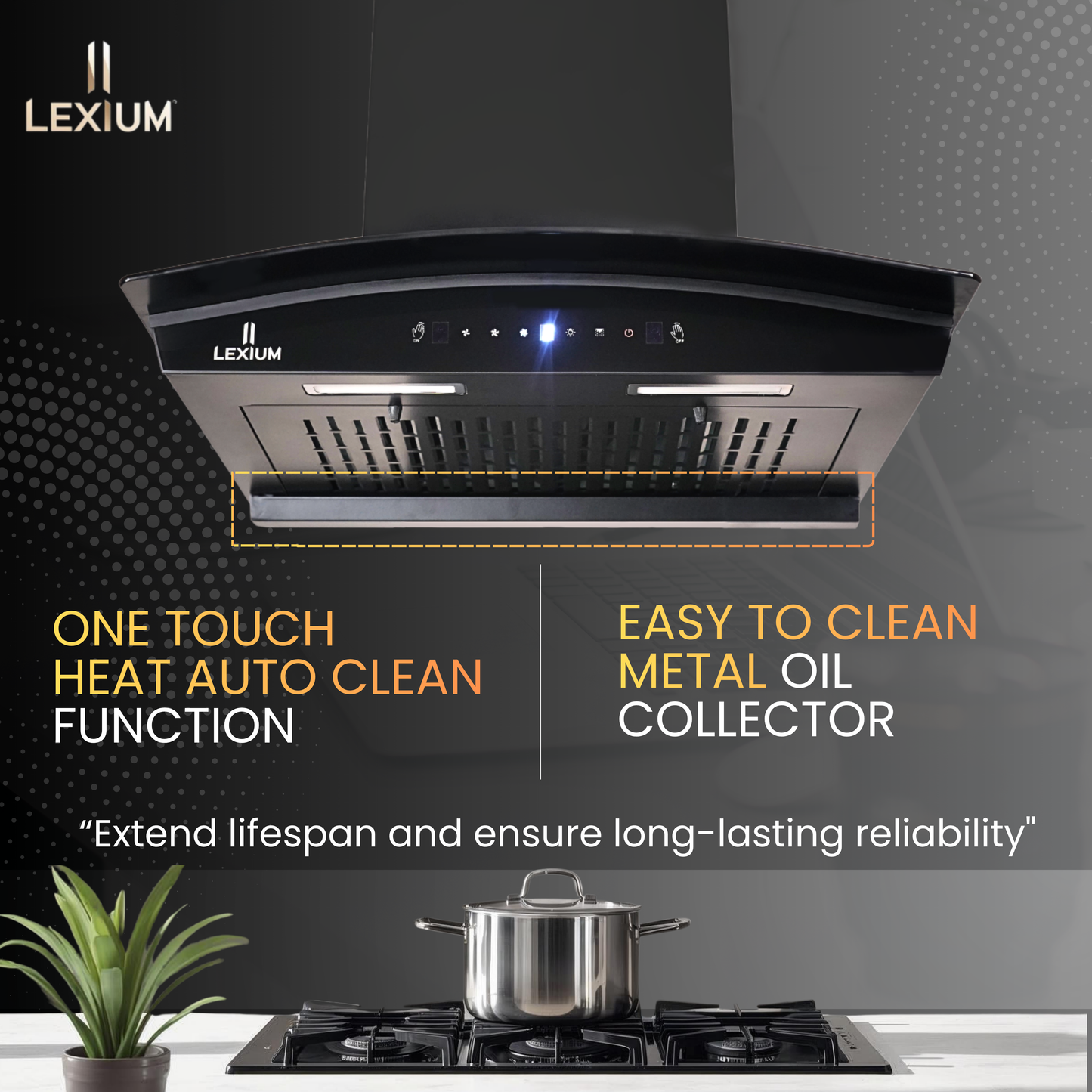 Lexium Lumina Range Hood 60cm Auto Clean Chimney