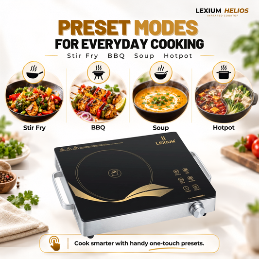 Lexium Helios 2200 W Infrared Cooktop with Grill Rack