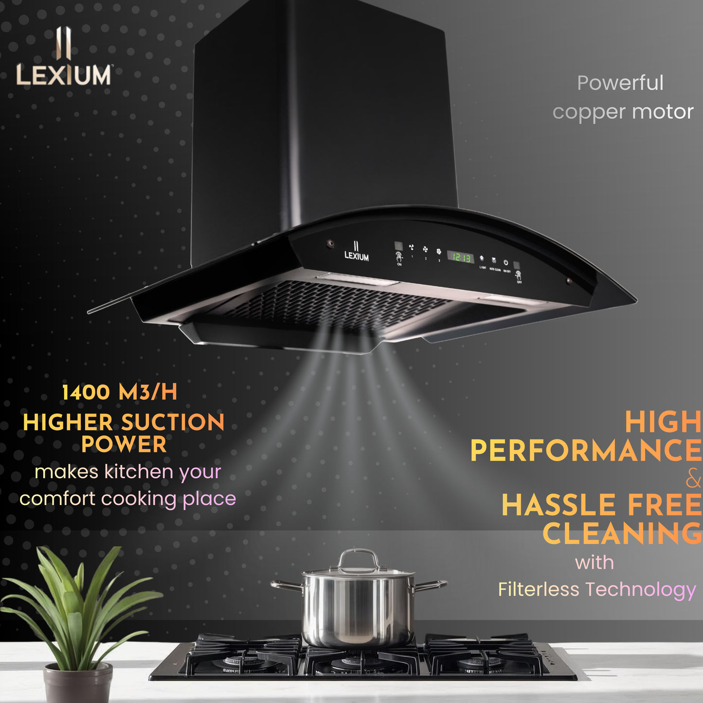 Lexium Titan Range Hood 75cm Auto Clean Chimney