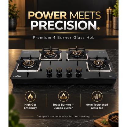 Lexium Futura 4B AI Hob with Brass Burners & Built-In Flame Guard
