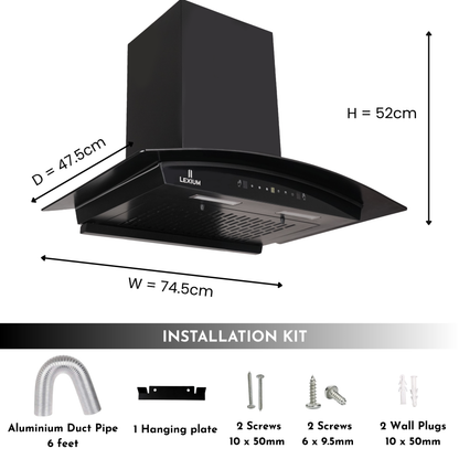 Lexium Lumina Range Hood 75cm Auto Clean Chimney