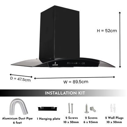 Lexium Lumina Range Hood 90cm Auto Clean Chimney
