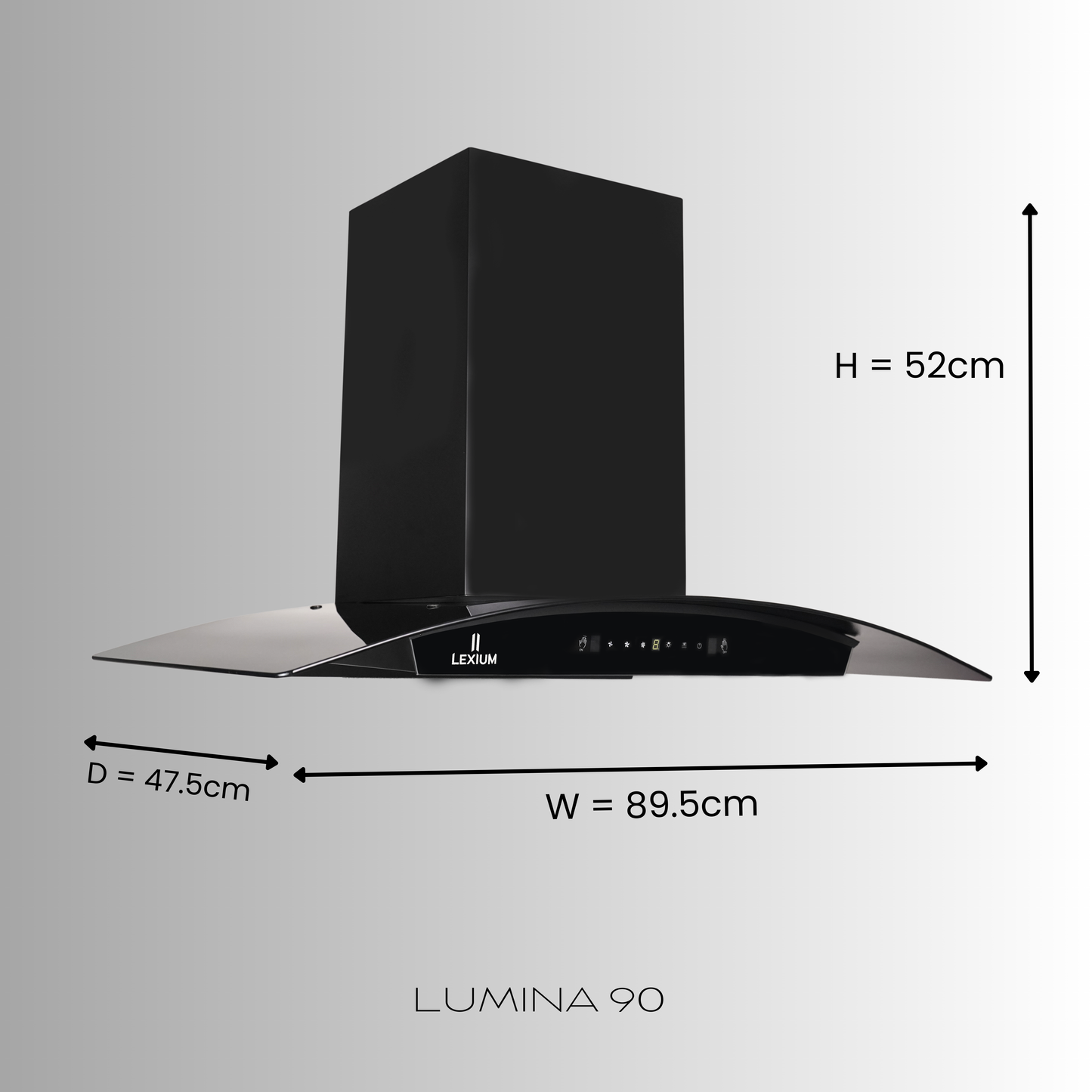 Lexium Lumina Range Hood 60/75/90 Auto Clean Chimney