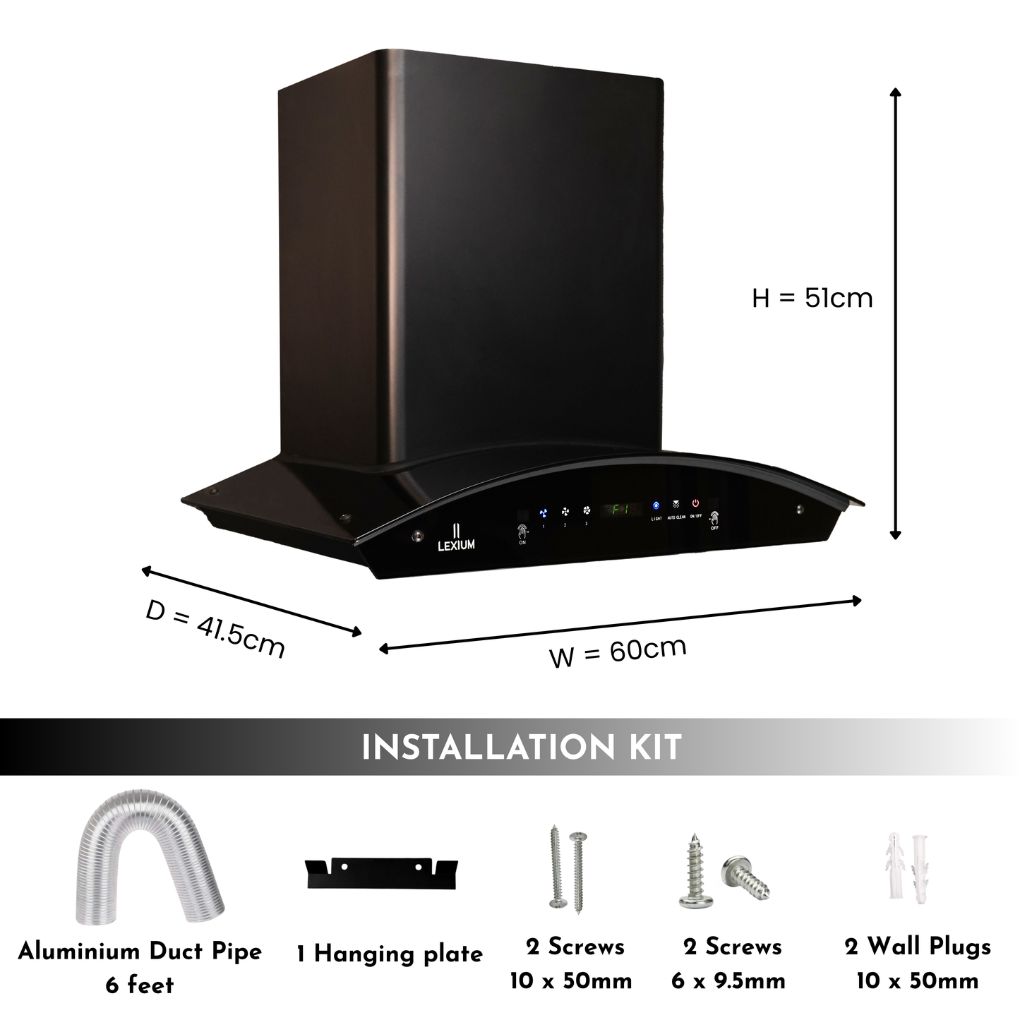 Lexium Titan Range Hood 60cm Auto Clean Chimney