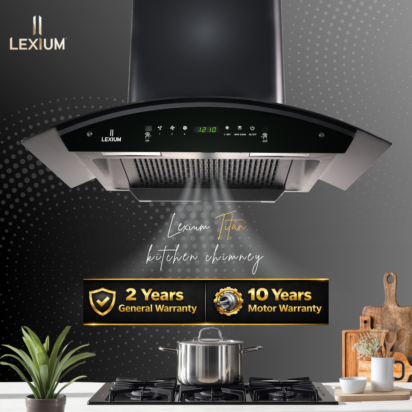 Lexium Titan Range Hood 75cm Auto Clean Chimney