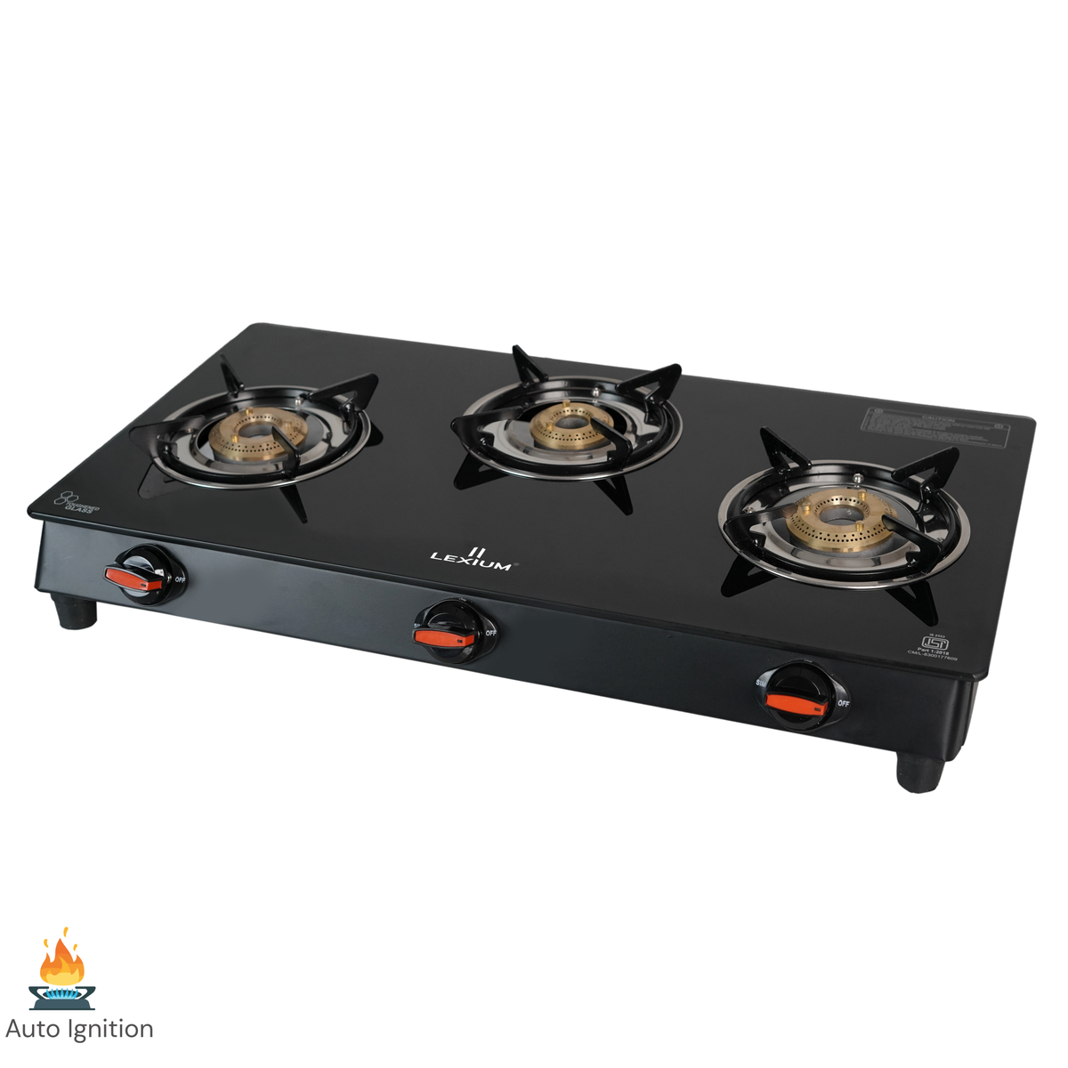 Pebble 3B Gas Stove with Heavy Brass Burners & Toughened Glass (in Manual & Automatic Variants)