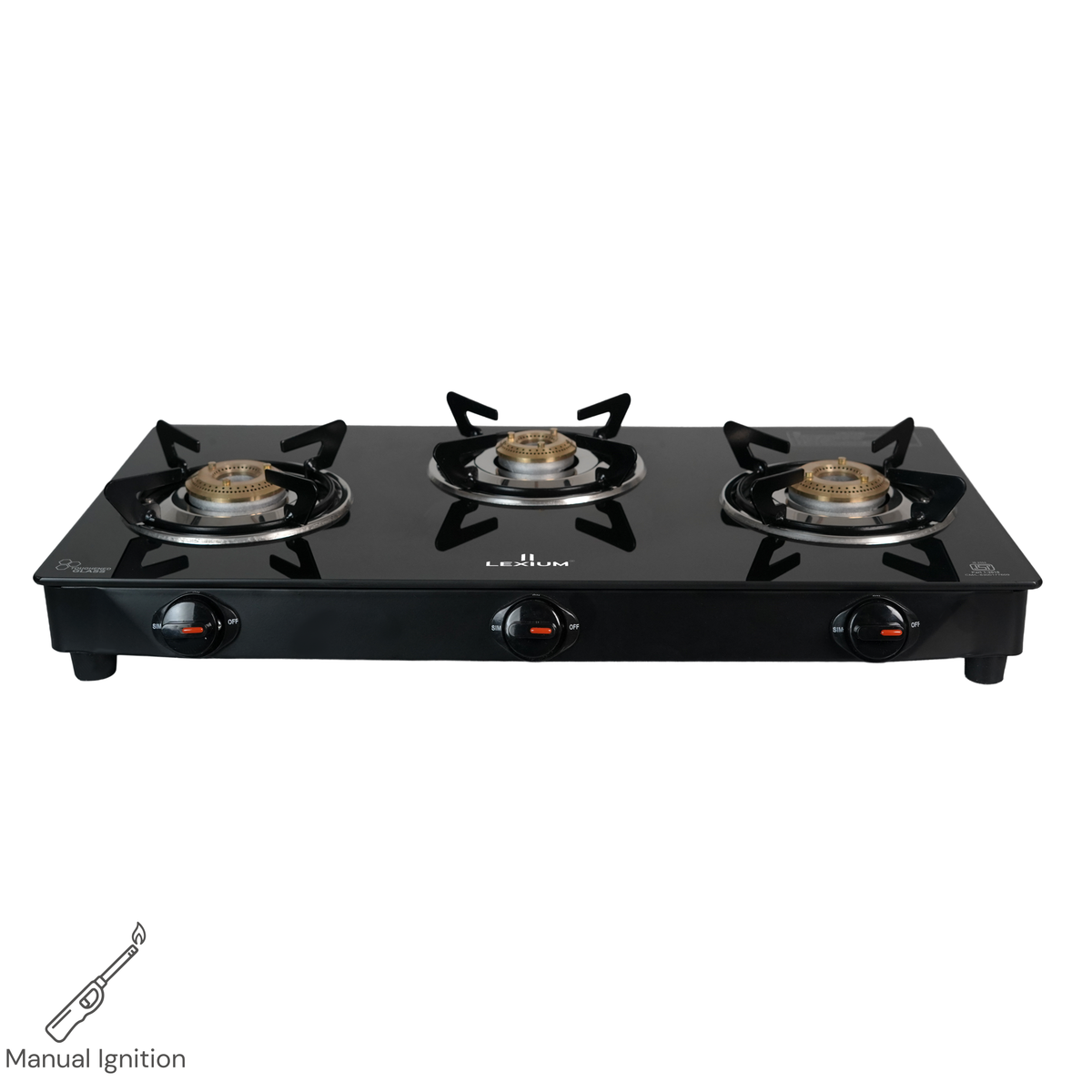 Pebble 3B Gas Stove with Heavy Brass Burners & Toughened Glass (in Manual & Automatic Variants)