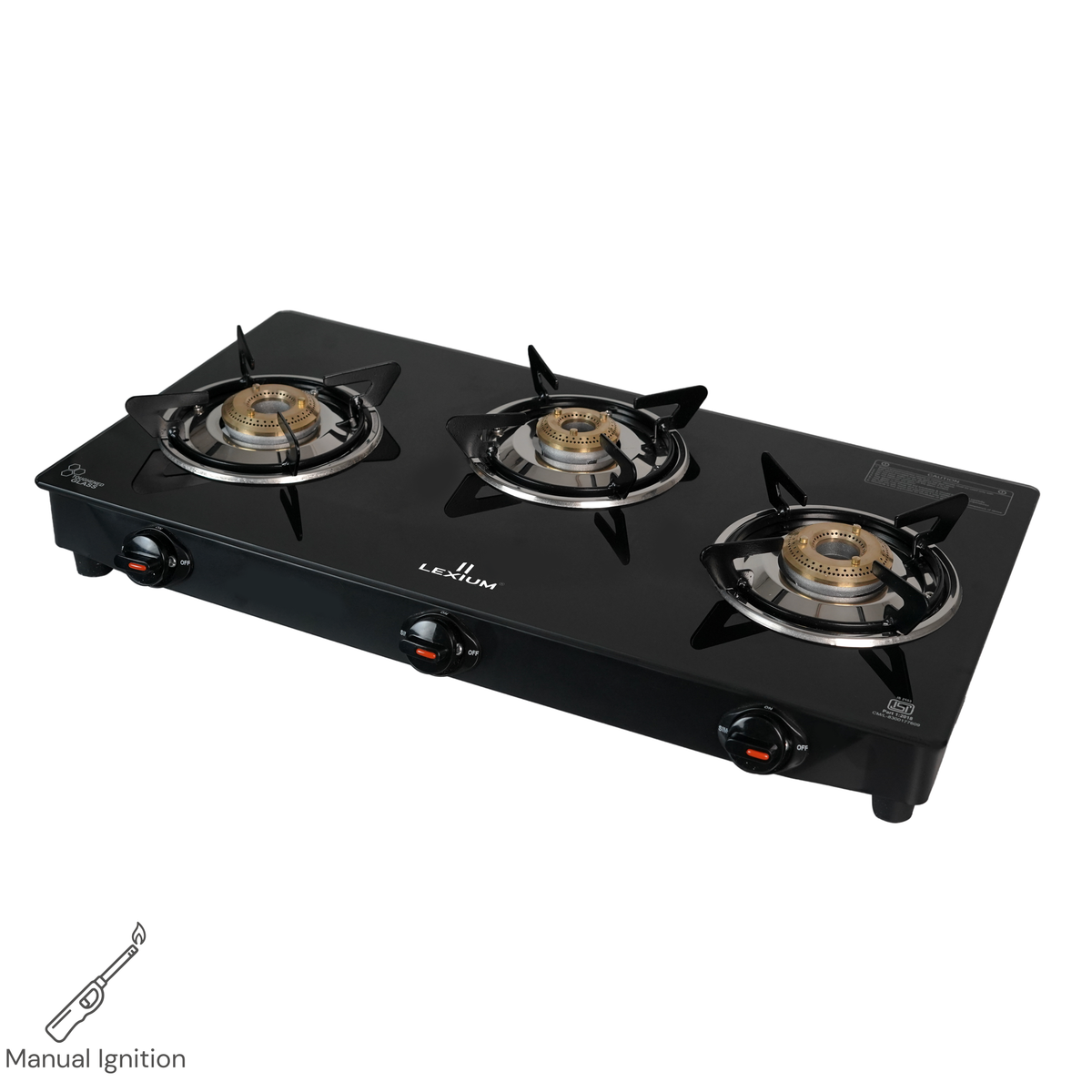 Pebble 3B Gas Stove with Heavy Brass Burners & Toughened Glass (in Manual & Automatic Variants)